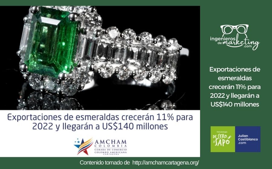 Exportaciones de esmeraldas crecerán 11% para 2022 y llegarán a US$140 millones